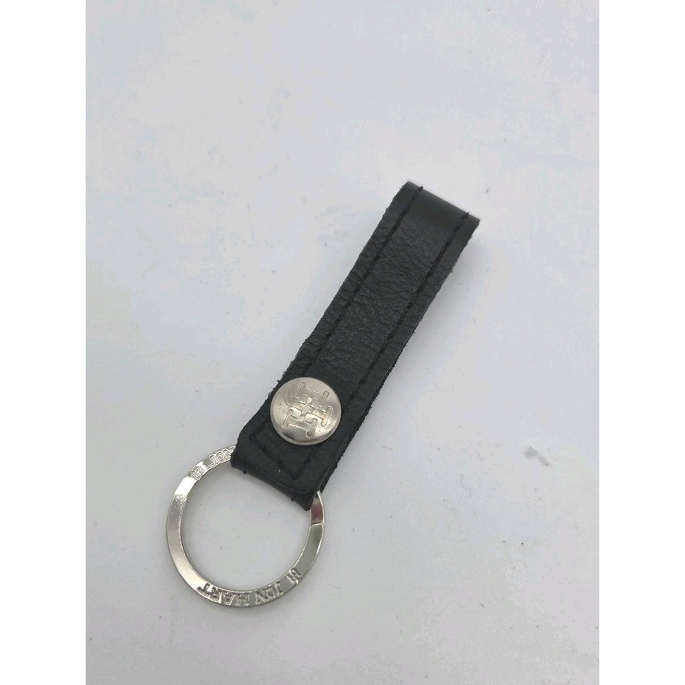 Jon Hart Design Key Ring Black Monogrammed LAW Leather Key Fob